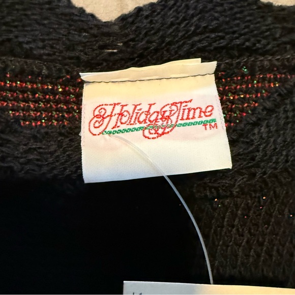 Vintage Holiday Time Poinsettia Christmas Sweater Black Metallic Small Y2K - Picture 7 of 9